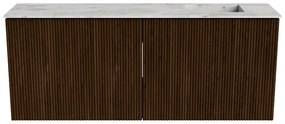 Mondiaz Joya DLux 100cm toiletmeubel walnut met wastafel faye rechts zonder kraangat glace
