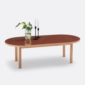 Salontafel in eikenhout, fineer en glas, Evergreen