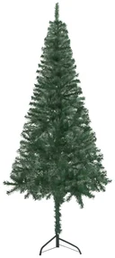 vidaXL Kunstkerstboom met LED's en kerstballen hoek 210 cm PVC groen