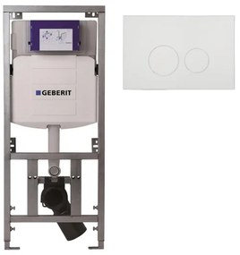 Geberit Inbouwreservoir - UP320 - QeramiQ push bedieningsplaat - dualflush - ronde knoppen - kunststof wit glans SW706186 0701131