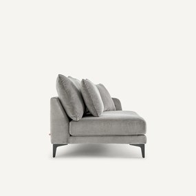 Halve bank in stone-kleurig fluweel, 2-zit, MODERNISTE