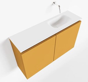 Mondiaz Ture 80cm toiletmeubel ocher met wastafel talc rechts geen kraangat