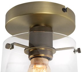 Moderne plafondlamp brons met glas - Dome