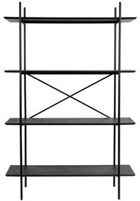 Zwarte Stellingkast Hout En Metaal - 120x40x180cm.