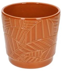 Bloempot, aardewerk, terra met palmbladmotief,Ø 14 cm