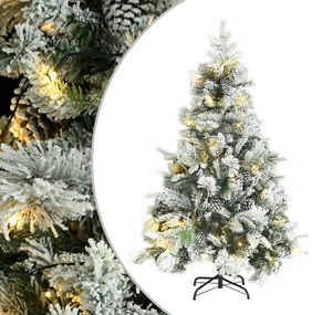 vidaXL Kerstboom met LED's, dennenappels en sneeuw 150 cm PVC en PE