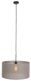 Stoffen Eettafel / Eetkamer Landelijke hanglamp zwart met taupe kap 50 cm - Combi 1 Modern E27 rond Binnenverlichting Lamp