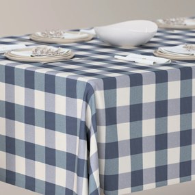 Dekoria Rechthoekig tafelkleed, wit-donkerblauw geruit, 40 x 40 cm
