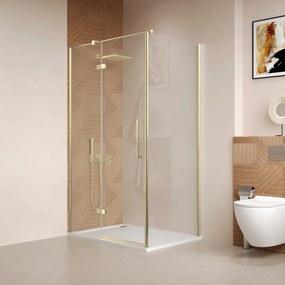 Saniclear Pure douchecabine 90x90cm geborsteld messing - mat goud