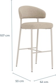 Mazzoni IRIS Beige (stof Basel 24)/onderstel kasjmier - GESTOFFEERDE BARKRUK VOOR KEUKEN/BAR