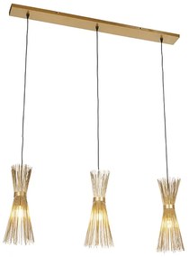 Eettafel / Eetkamer Landelijke hanglamp goud langwerpig 3-lichts - Broom Landelijk E27 Binnenverlichting Lamp