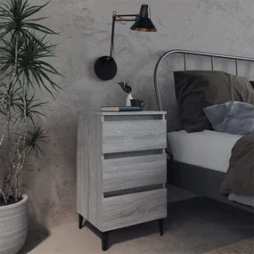 vidaXL Nachtkastjes 2 st met metalen poten 40x35x69 cm grijs sonoma