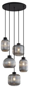 Design hanglamp zwart met smoke glas 5-lichts - Ana