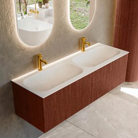 Mondiaz Kurve 140cm badmeubel ruby met 2 lades en wastafel big small dubbel 2 kraangaten