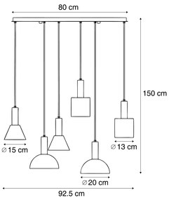 Eettafel / Eetkamer Scandinavische hanglamp creme 6-lichts - BilesScandinavisch E27 Scandinavisch Binnenverlichting Lamp