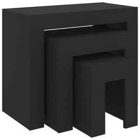 vidaXL 3-delige Salontafelset spaanplaat zwart