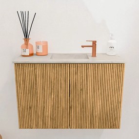 Mondiaz Joya DLux 60cm toiletmeubel oak met wastafel faye midden 1 kraangat ostra