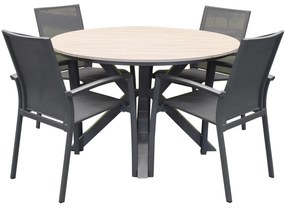 Quincy malaga dining tuinset 120xH75 cm rond 5 delig polywood