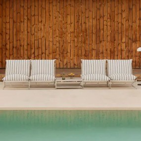 Tuinset Met 2 Modulaire 2-zitsbanken En Ombouwbare Bijzettafel Amaro Tapioca Beige - Marine Blauw - Sklum