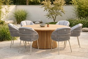 Tuinset Ronde Tuintafel 6 personen 180 cm Rope Zand/Beige  Santika Furniture Santika