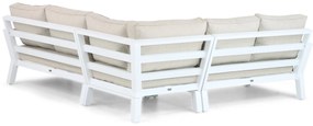 Hoek loungeset 5 personen Aluminium/Polywood (teakfinish) Wit  Lifestyle Garden Furniture Bilbao
