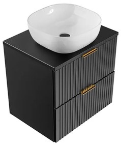 Comad Adele Black badkamermeubel 60cm mat zwart met witte waskom