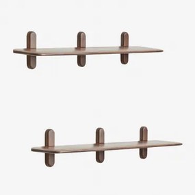 Set Van 2 Houten Wandplanken Veleta ↔︎ 130 Cm & Donker Acaciabruin - Sklum