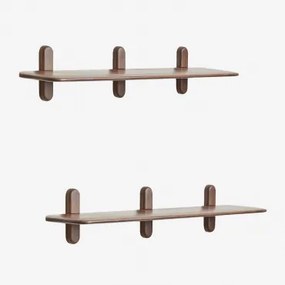 Set Van 2 Houten Wandplanken Veleta Donker Acaciabruin & ↔︎ 130 Cm - Sklum