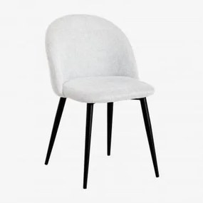 Set Van 2 Eetkamerstoelen Kana Zwart & Stof Gebroken Wit - Sklum