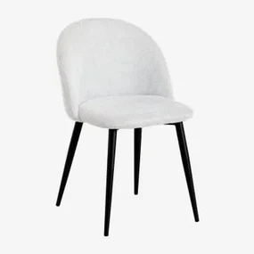 Set Van 2 Eetkamerstoelen Kana Zwart & Stof Gebroken Wit - Sklum