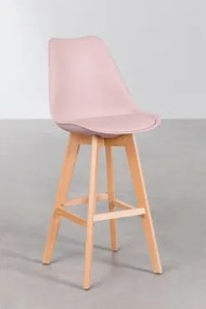 Nordic Hoge Kruk Met Kunstleren Kussen Roze – Hazelnoot & ↑75 Cm - Sklum