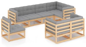 vidaXL 8-delige Loungeset met kussens massief grenenhout