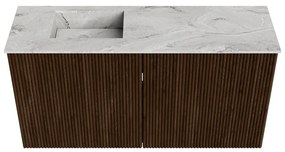 Mondiaz Joya DLux 80cm toiletmeubel walnut met wastafel faye links 1 kraangat glace