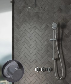 Saniclear Plus Stripes inbouw regendouche met 30cm hoofddouche, plafondarm en glijstang chroom