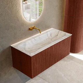 Mondiaz Kurve-dlux 100cm badmeubel ruby met 1 lade en wastafel big medium midden zonder kraangat glace
