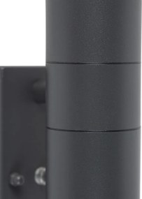 Buiten wandlamp donkergrijs 2-lichts met schemersensor - Duo