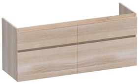 Saniclass Advance Wastafelonderkast - 140x46x60cm - 4 softclose greeploze lades - 2 sifonuitsparingen - en doorlopende lamellen - geborsteld hout - white oak OK-MEA140WO
