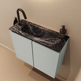 Mondiaz Ture DLux toiletmeubel 60cm greey met wastafel lava links met kraangat