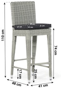Garden Collections York Barchair New Grey Wicker Grijs