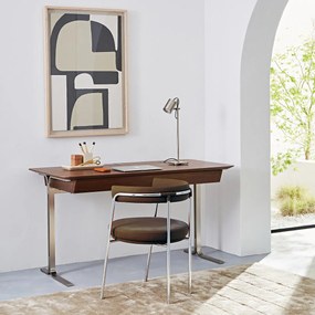 Bureau in notenhoutfineer, poten van gesatineerd nikkel, Jackson