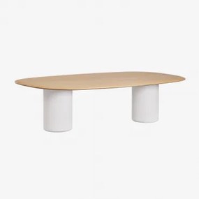 Ovalen Eettafel Van Mdf En Cement Lysander Eikenhout & Wit & 270 X 110 Cm - Sklum
