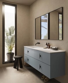 Muebles Avila badmeubel ribbelfront 160cm baby blauw met wastafel links zonder kraangat