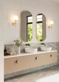 Muebles Ezra badmeubel ribbelfront 240cm macchiato met wit toppaneel zonder waskom