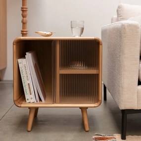 Zuiver Rise Natural Design Nachkastje Gebogen Eiken - 50x40x55cm.