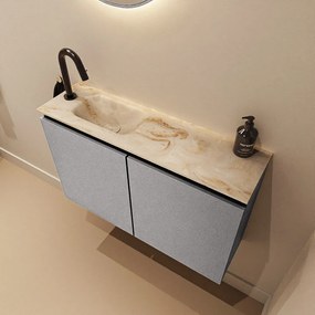 Mondiaz Ture DLux toiletmeubel 80cm plata met wastafel frappe links met kraangat