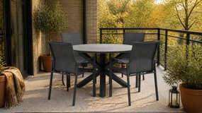 Tuinset Ronde Tuintafel 4 personen 120 cm Aluminium Grijs  Lifestyle Garden Furniture Timo/Xento