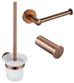 Fortifura Calvi Toiletset 3-delig - toiletrolhouder zonder klep - toiletborstel - handdoekhaak enkel rond - Geborsteld koper PVD (Koper) SW970050 SW970052 SW1211593
