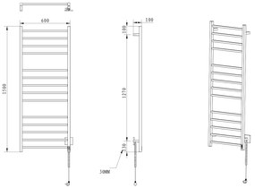 Sapho Eskinado elektrische radiator met timer 130W 60x150cm zwart mat