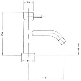 Sapho Rhapsody wastafelkraan 15cm met gebogen uitloop chroom