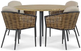 Tuinset Ronde Tuintafel 130 cm Aluminium/wicker Grijs 4 personen Lifestyle Garden Furniture Nice/Montana